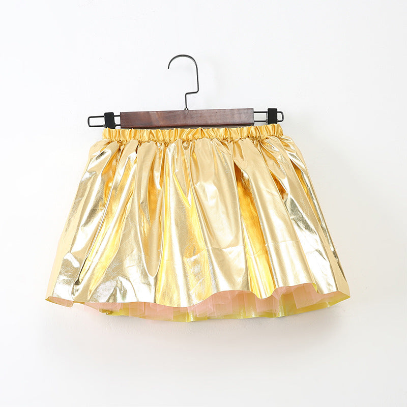 girl gilded rainbow skirt party