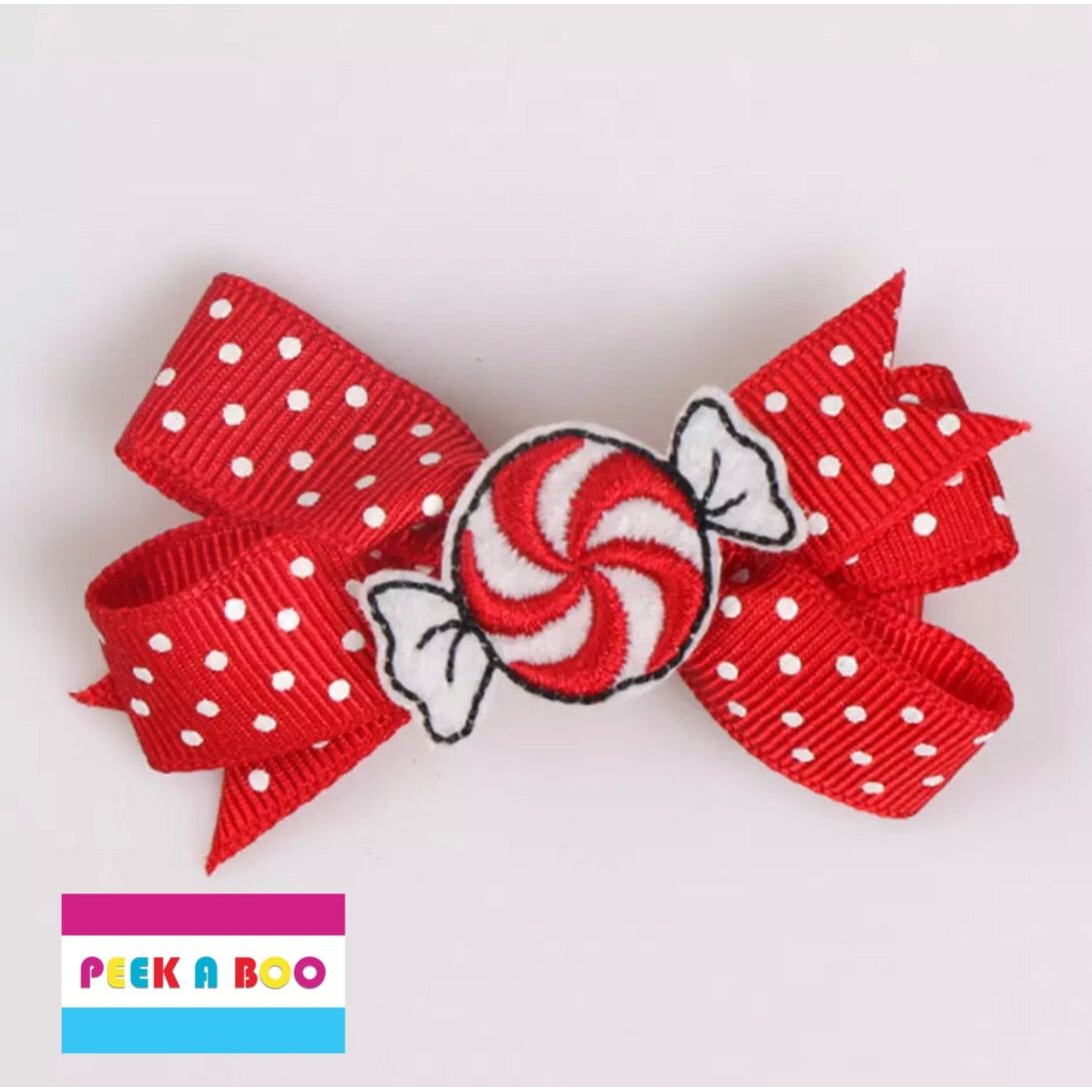 Christmas Print Hair Clips Bows PEEK A BOO