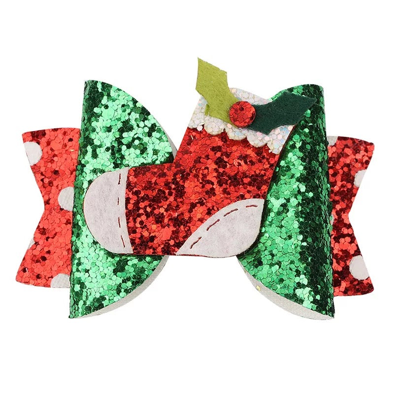 Christmas Hair Glitter Bows PEEK A BOO