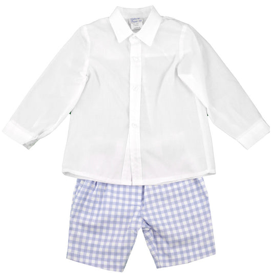 BOYS LONG SLEEVE POLO AND CHECKERED SHORT