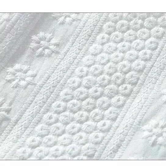 white embroidered jacquard