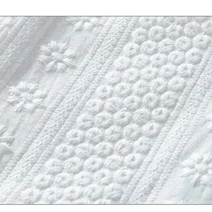 White Embroidered Jacquard