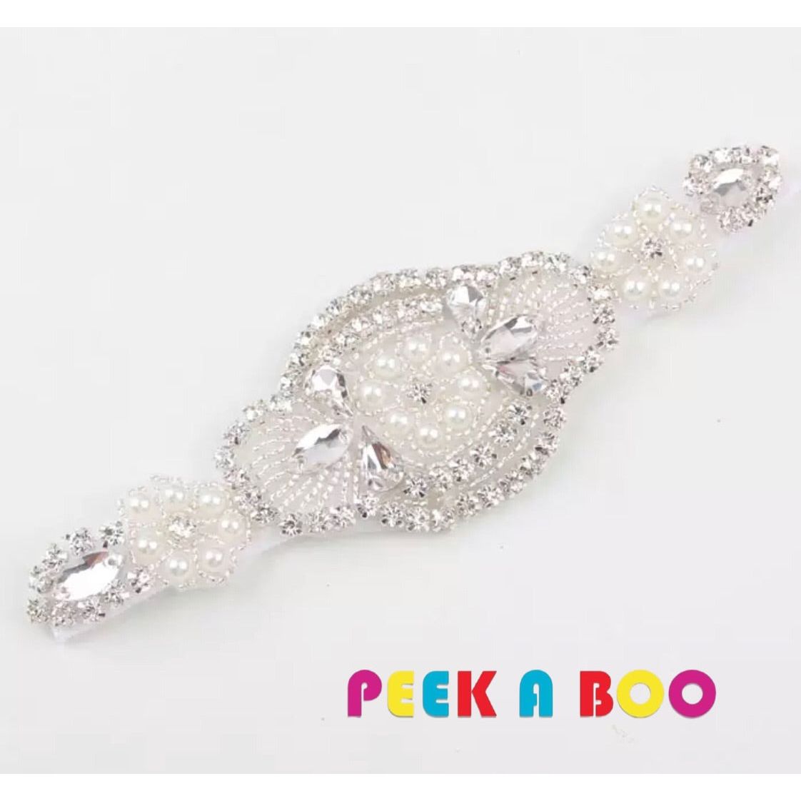 Pearls and Rhinestone Appliqué Headband PEEK A BOO