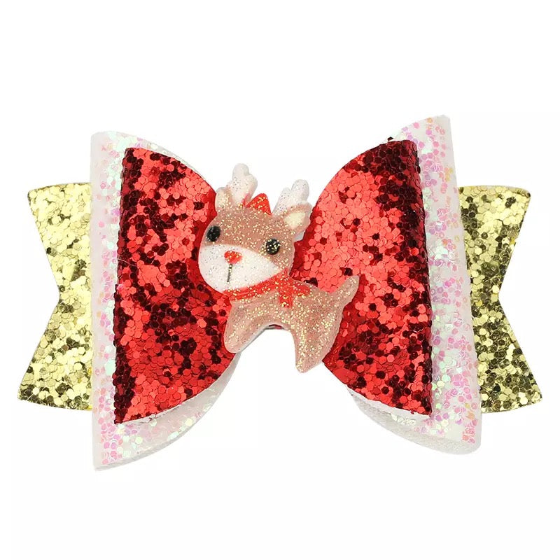 Christmas Hair Glitter Bows PEEK A BOO