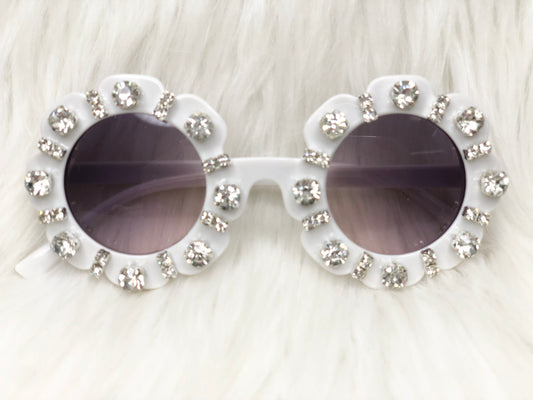 White Round Diamond Sunglasses