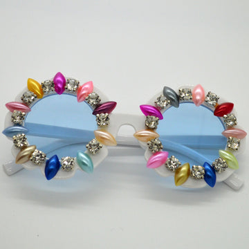 White Colorful Sunglasses PEEK A BOO