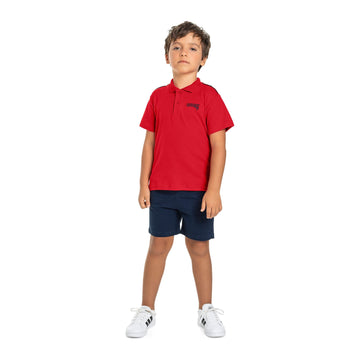 Red Polo and Navy blue Set PEEK A BOO