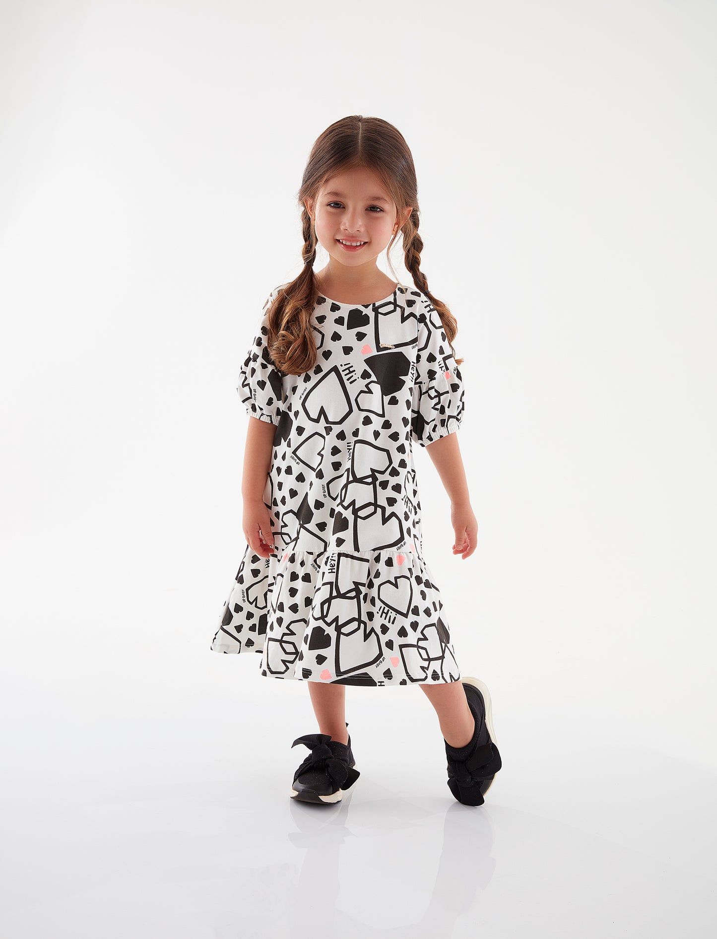 hearts all around b&w dress