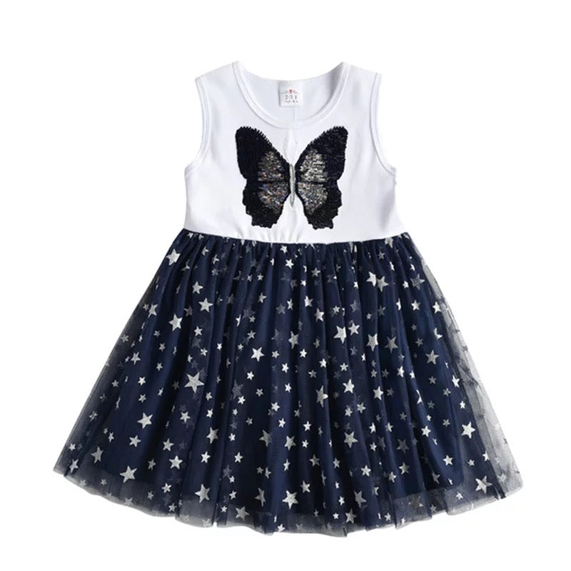 blue butterfly tutu party dress