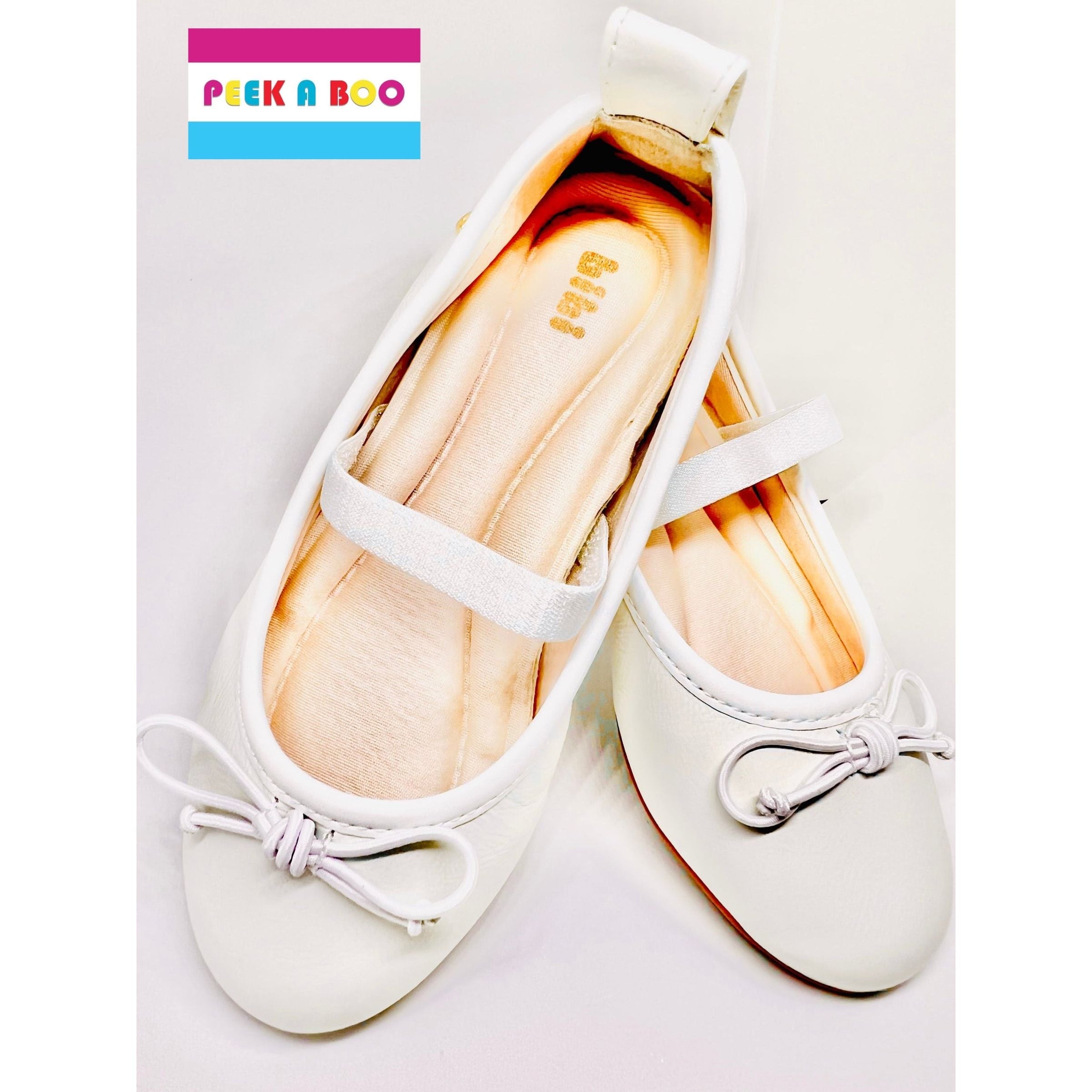 Bibi White Leather Ballerina PEEK A BOO