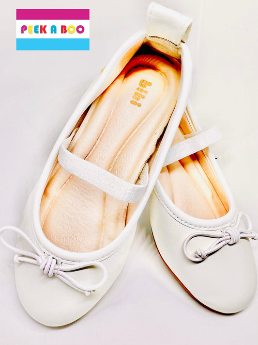 Bibi White Leather Ballerina