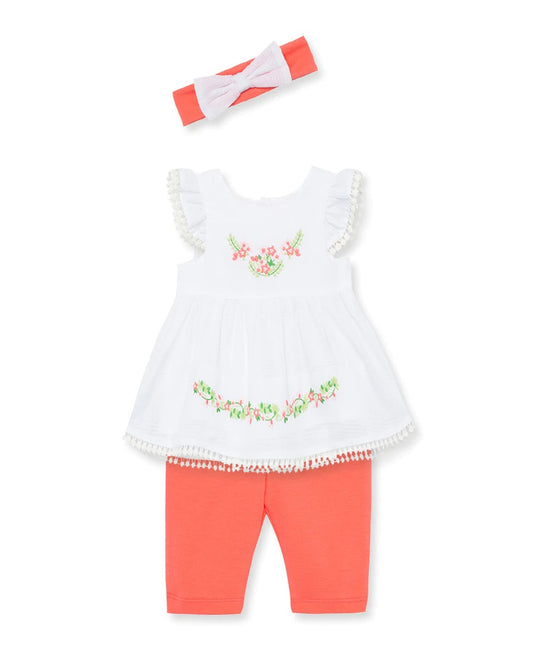 Texture Embroidery Woven Infant Tunic Set