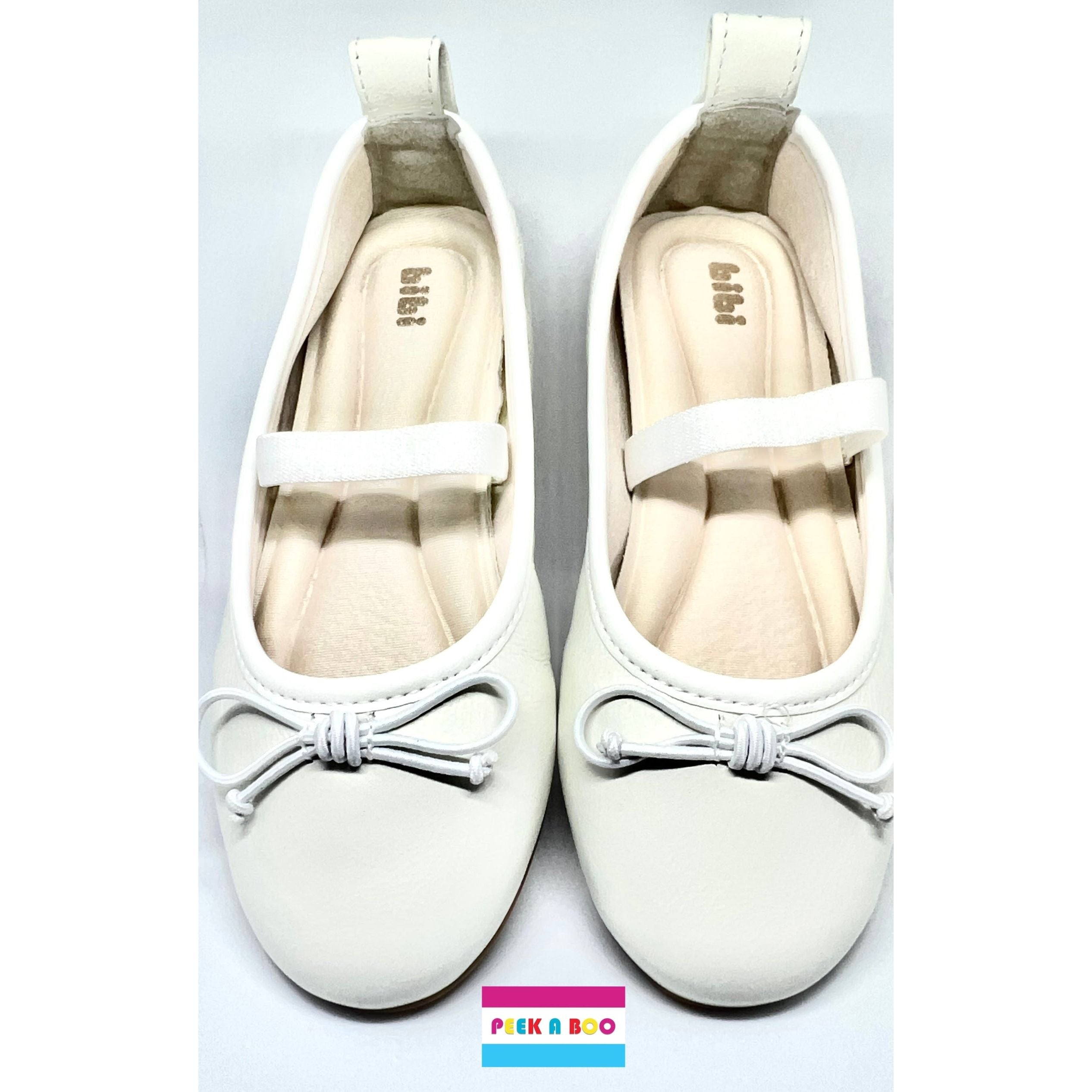 Bibi White Leather Ballerina PEEK A BOO