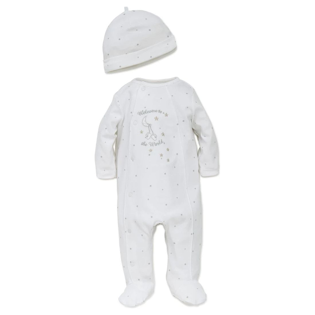 Welcome To The World Footed One-Piece and Hat PEEK A BOO