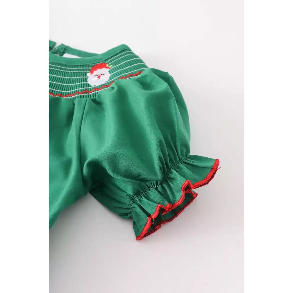 Girls Smocked Dots Santa Claus PEEK A BOO