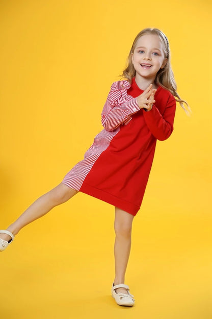 Red girl dress with bow