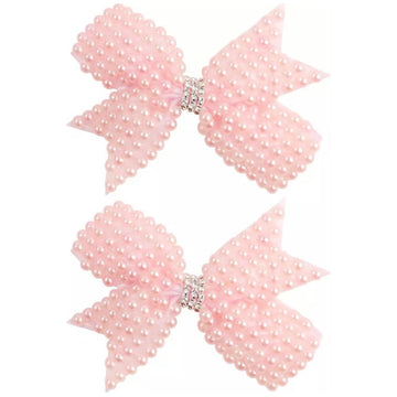 Pink Pearls Hair Bow Clips PEEK A BOO