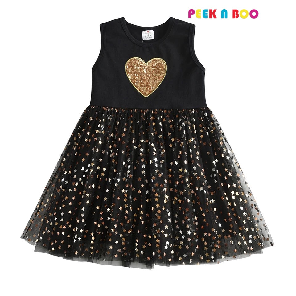 gold heart party dress