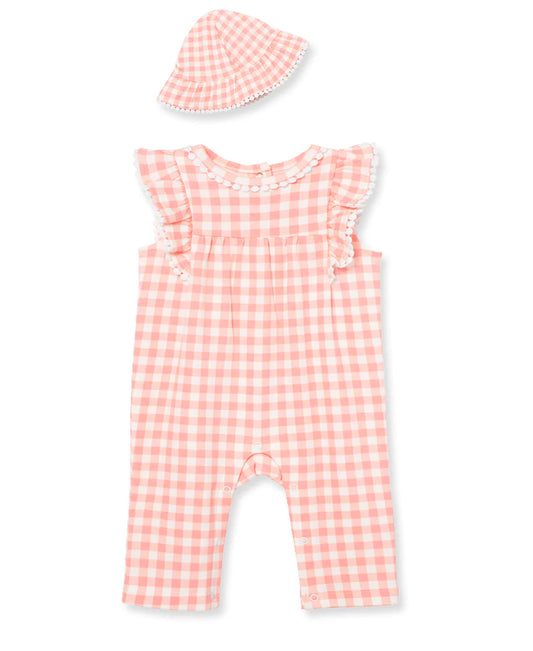 Gingham Infant Jumpsuit and Hat