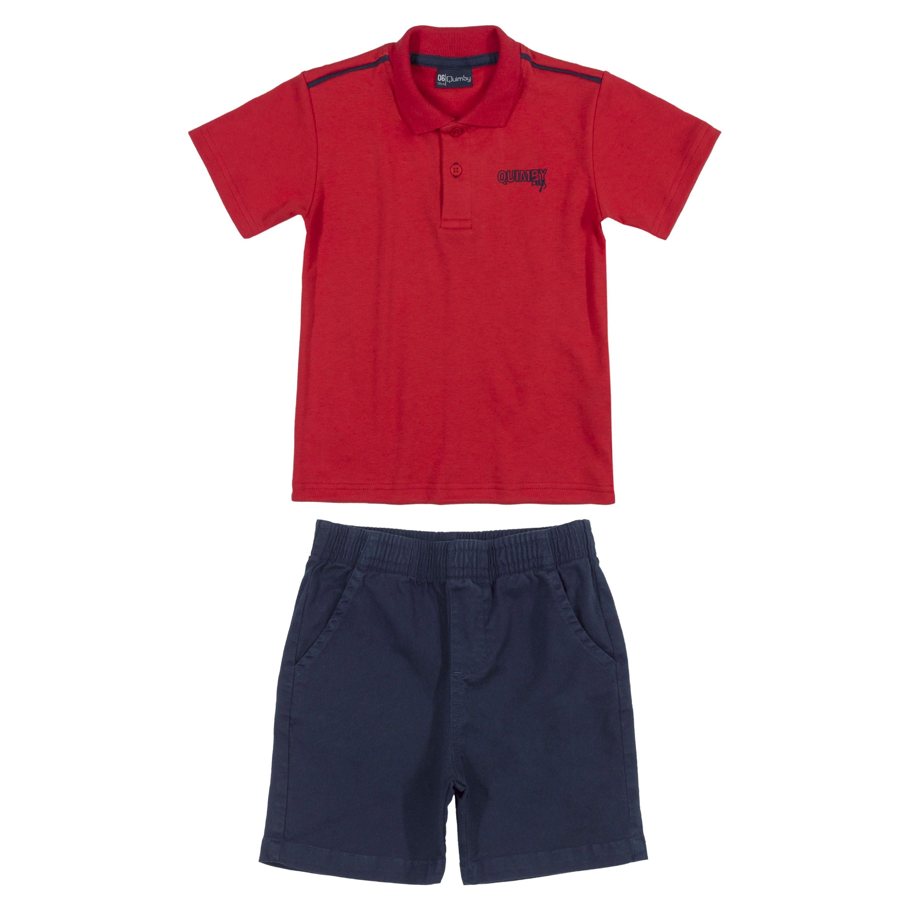 Red Polo and Navy blue Set PEEK A BOO