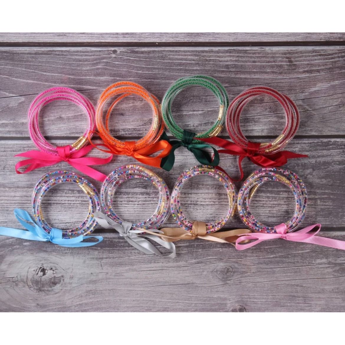 Ribbon Multicolor Beads Color Bangles PEEK A BOO