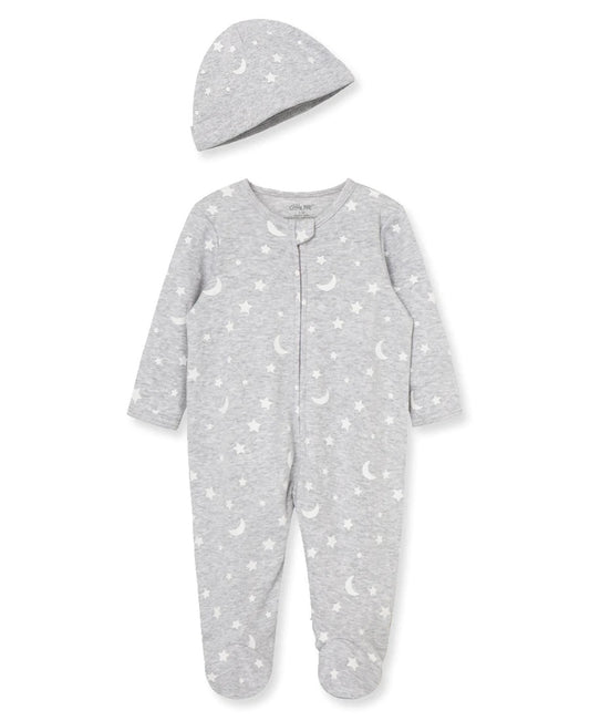 Moon & Stars Footed One-Piece and Hat