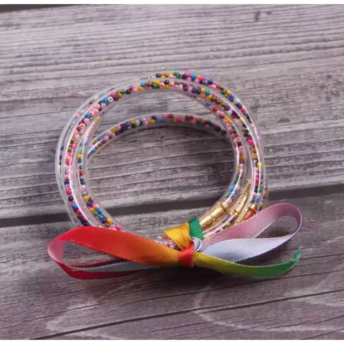 Ribbon Multicolor Beads Color Bangles PEEK A BOO