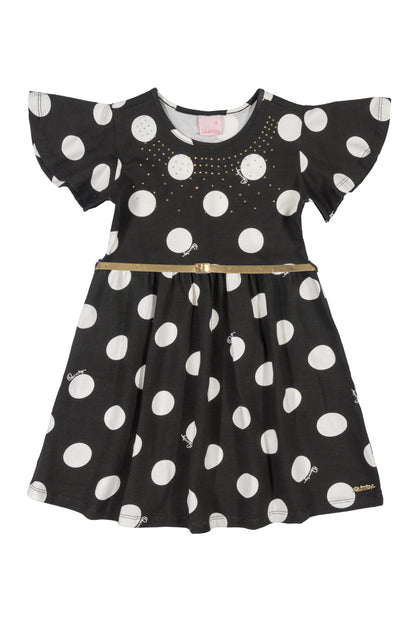 Polka Dots Gold Belt Dress