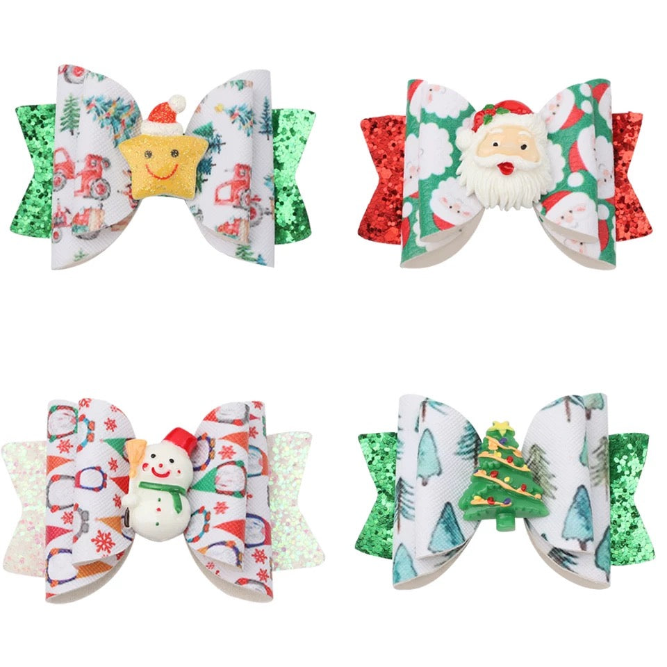 Christmas Hair Glitter Bows PEEK A BOO