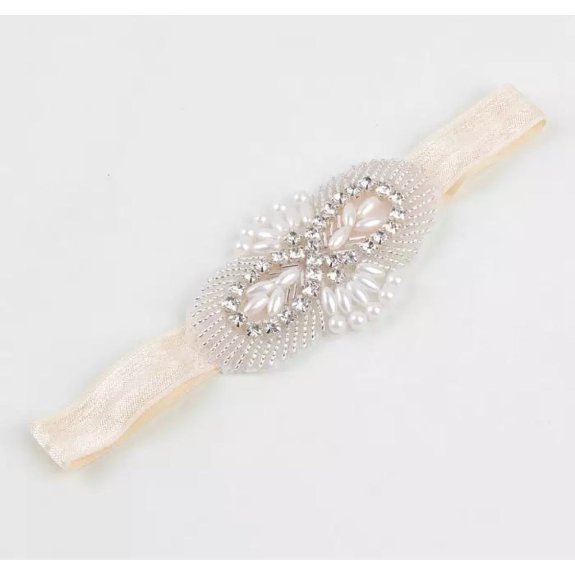 Baby pearls appliqué headband PEEK A BOO