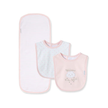 Pink Welcome To The World Bib & Burp Set