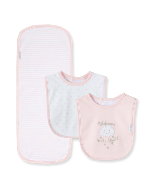 Pink Welcome To The World Bib & Burp Set