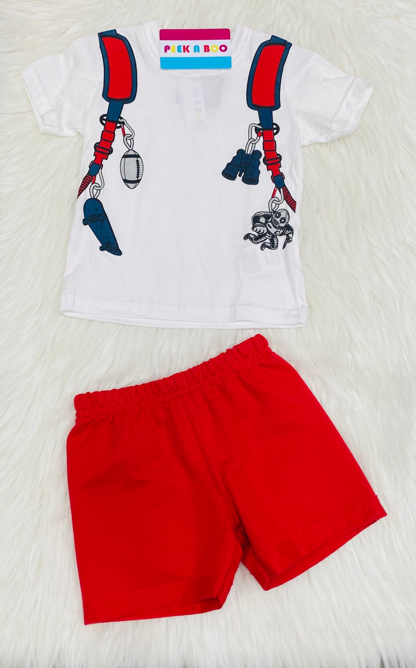 shorts red set