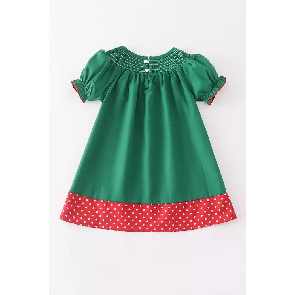 Girls Smocked Dots Santa Claus PEEK A BOO
