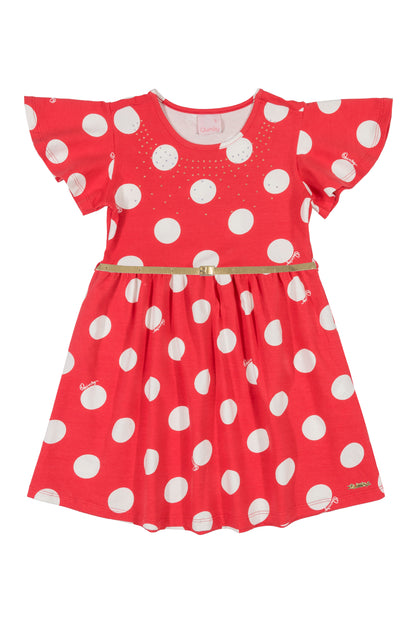 Polka Dots Gold Belt Dress