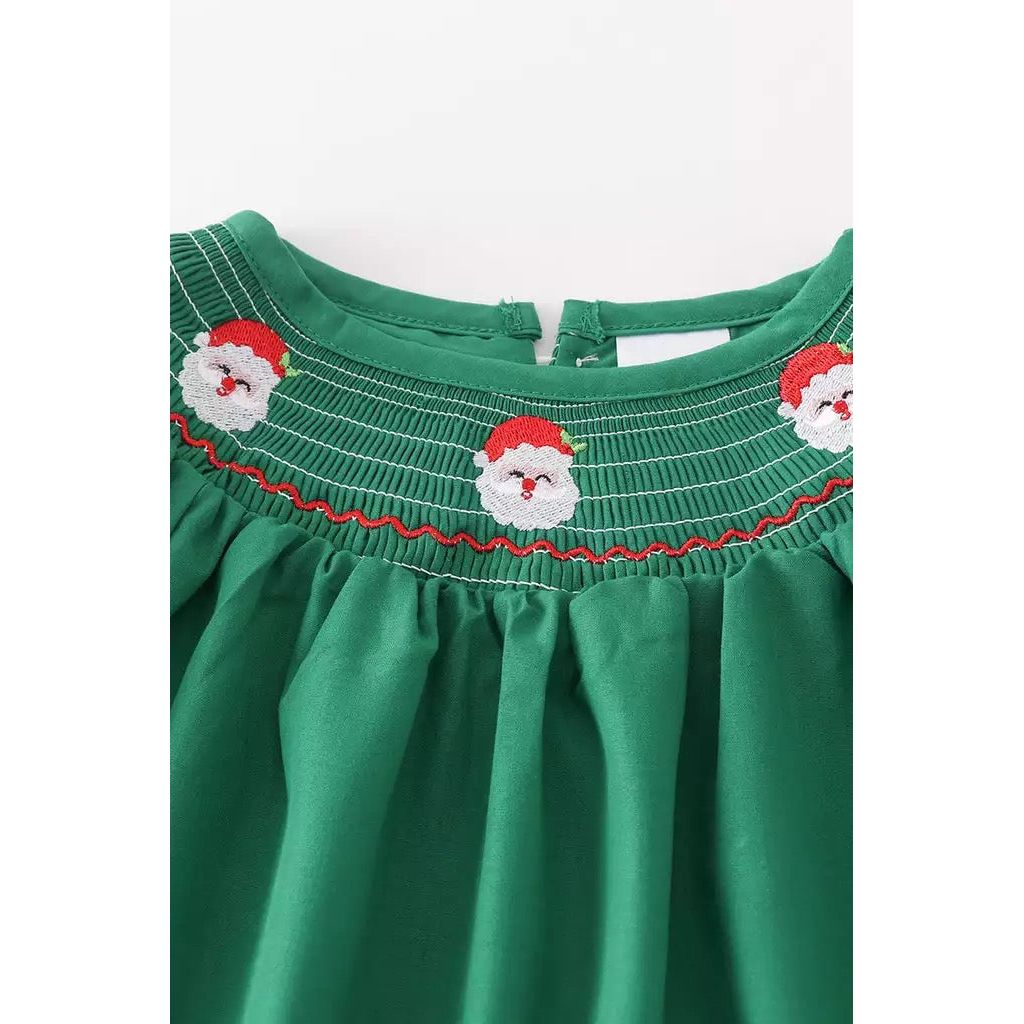 Girls Smocked Dots Santa Claus PEEK A BOO