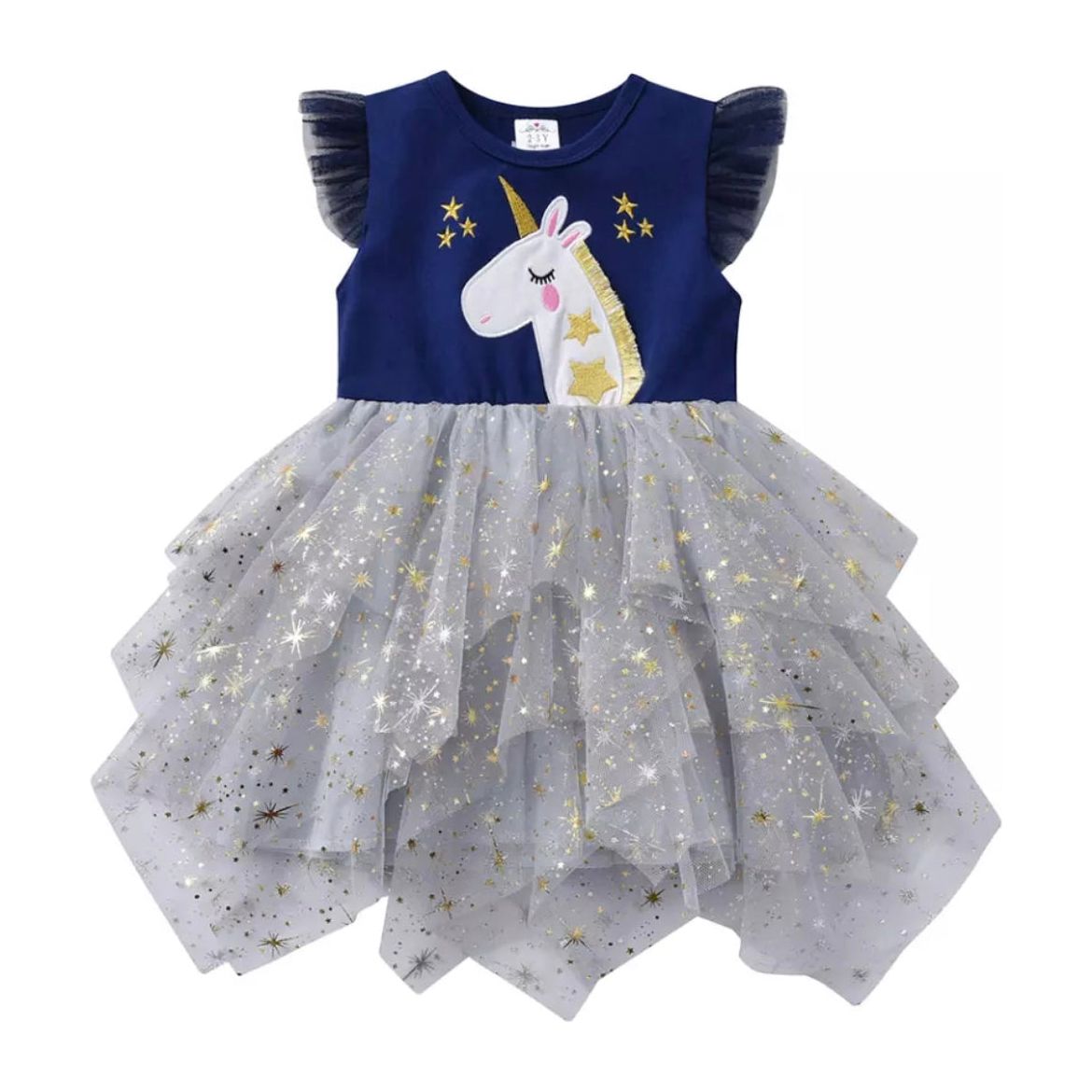 Unicorn Silver Party Dress PEEK A BOO