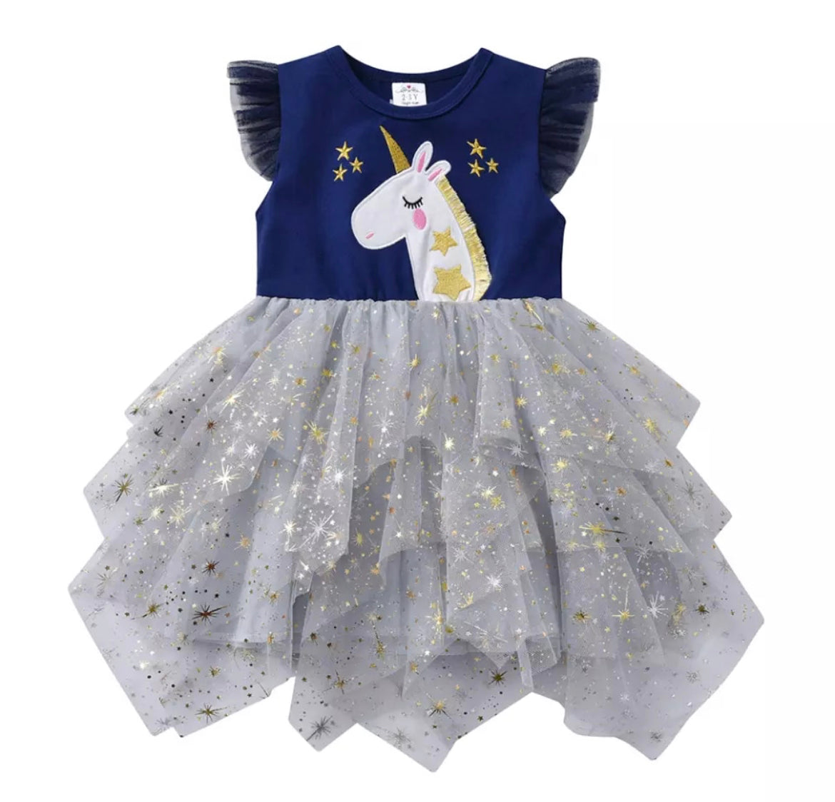 unicorn silver party dress