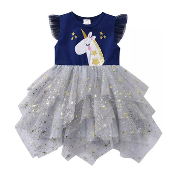 Unicorn Silver Party Dress PEEK A BOO