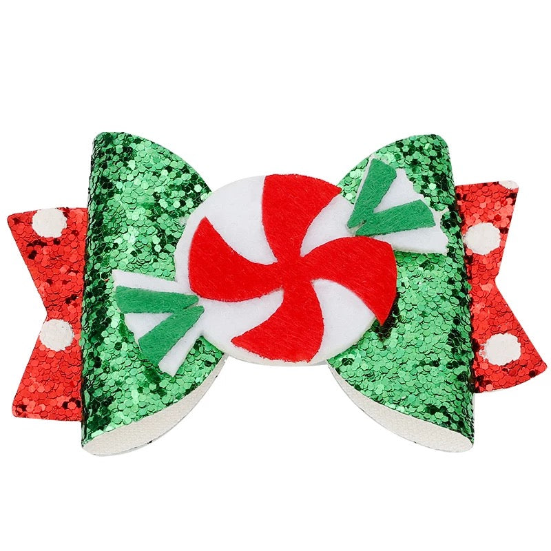 Christmas Hair Glitter Bows PEEK A BOO