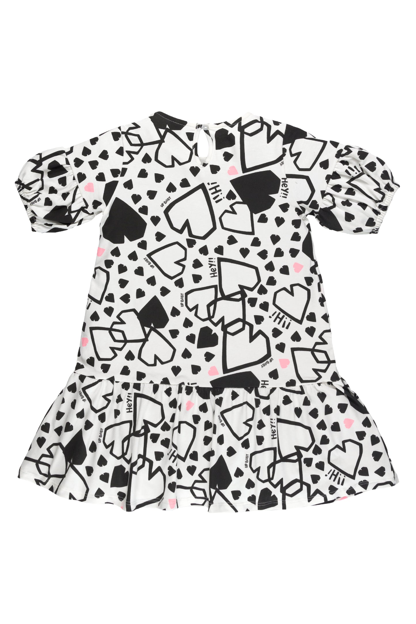 hearts all around b&w dress