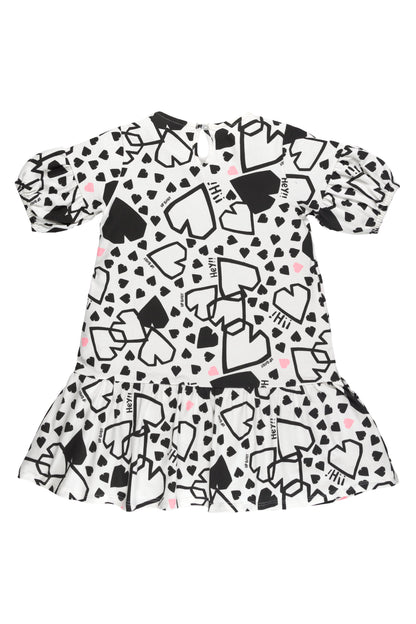 Hearts All Around B&W Dress