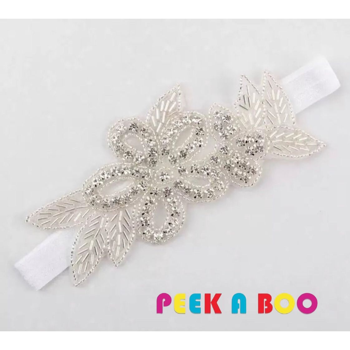 Rhinestone Flowers Baby Headband PEEK A BOO