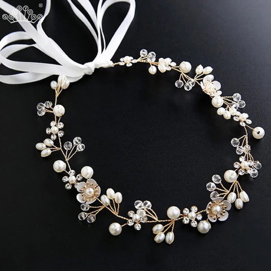 Gold Flower Girl Headband