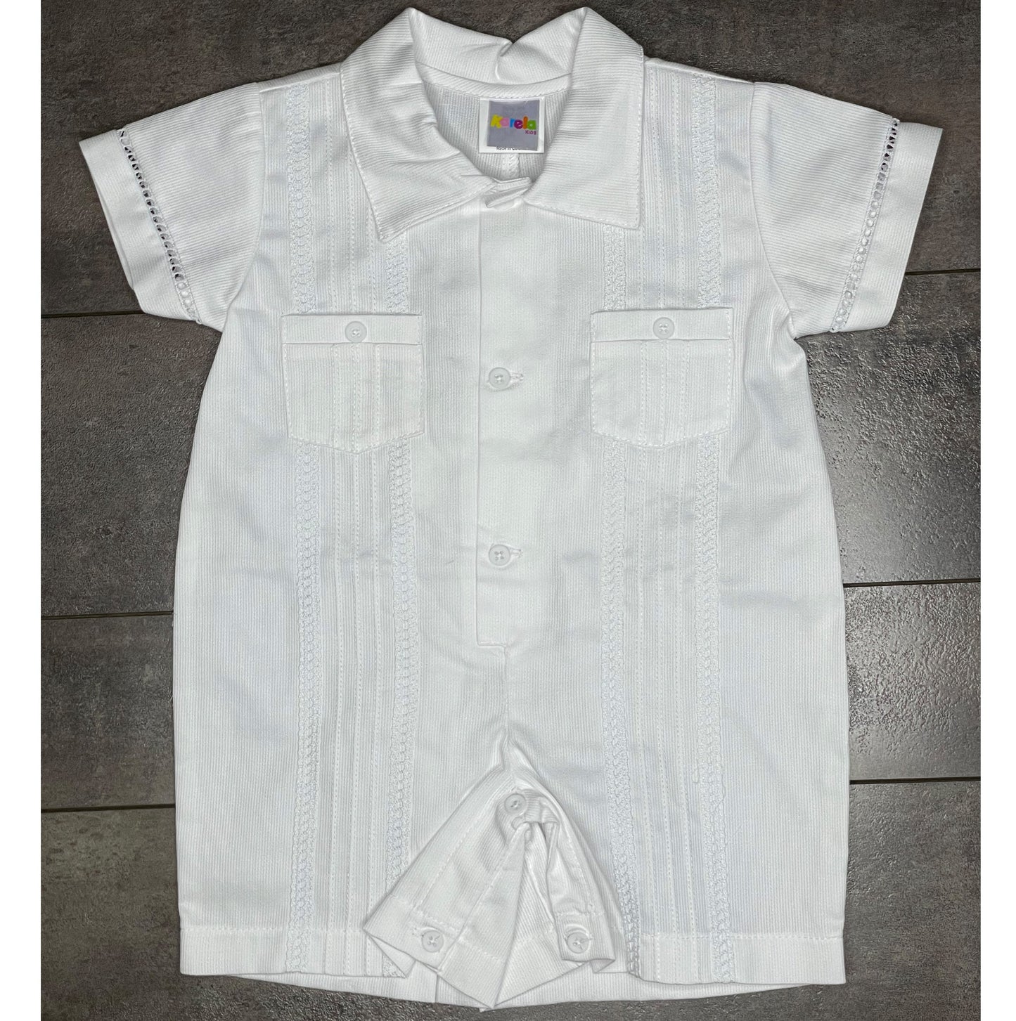 christening guayabera romper boy