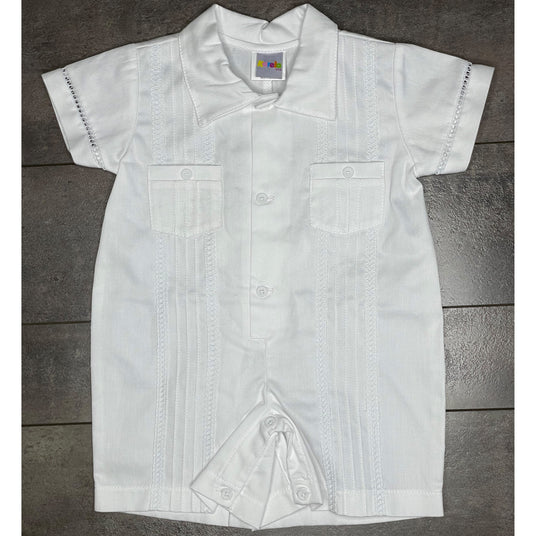 Christening Guayabera Romper Boy