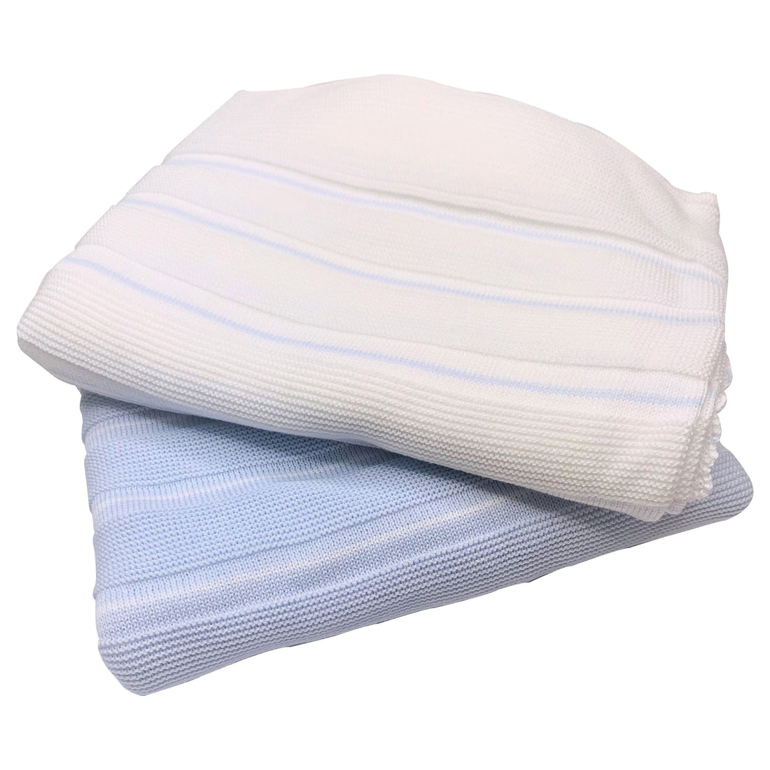 Karela White Knitted Blanket with Blue stripes PEEK A BOO